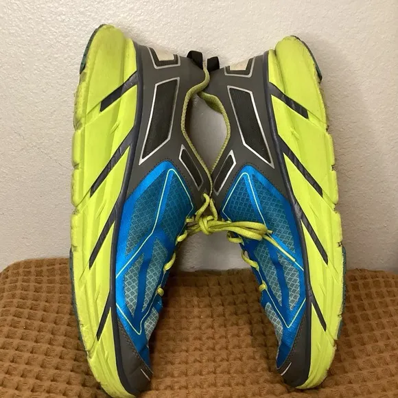 Hoka One One Clifton 1 OG Men's Sz 12.5 D Blue Yellow Running Shoes Sneakers