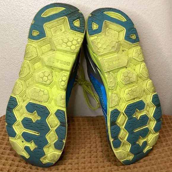 Hoka One One Clifton 1 OG Men's Sz 12.5 D Blue Yellow Running Shoes Sneakers