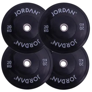 Jordan Fitness Black Bumper Plates 20kg | Bundle of 4