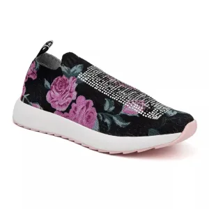 JUICY COUTURE Rhinestone Ablaze Slip-on Sneaker in Black Juicy Rose 6.5