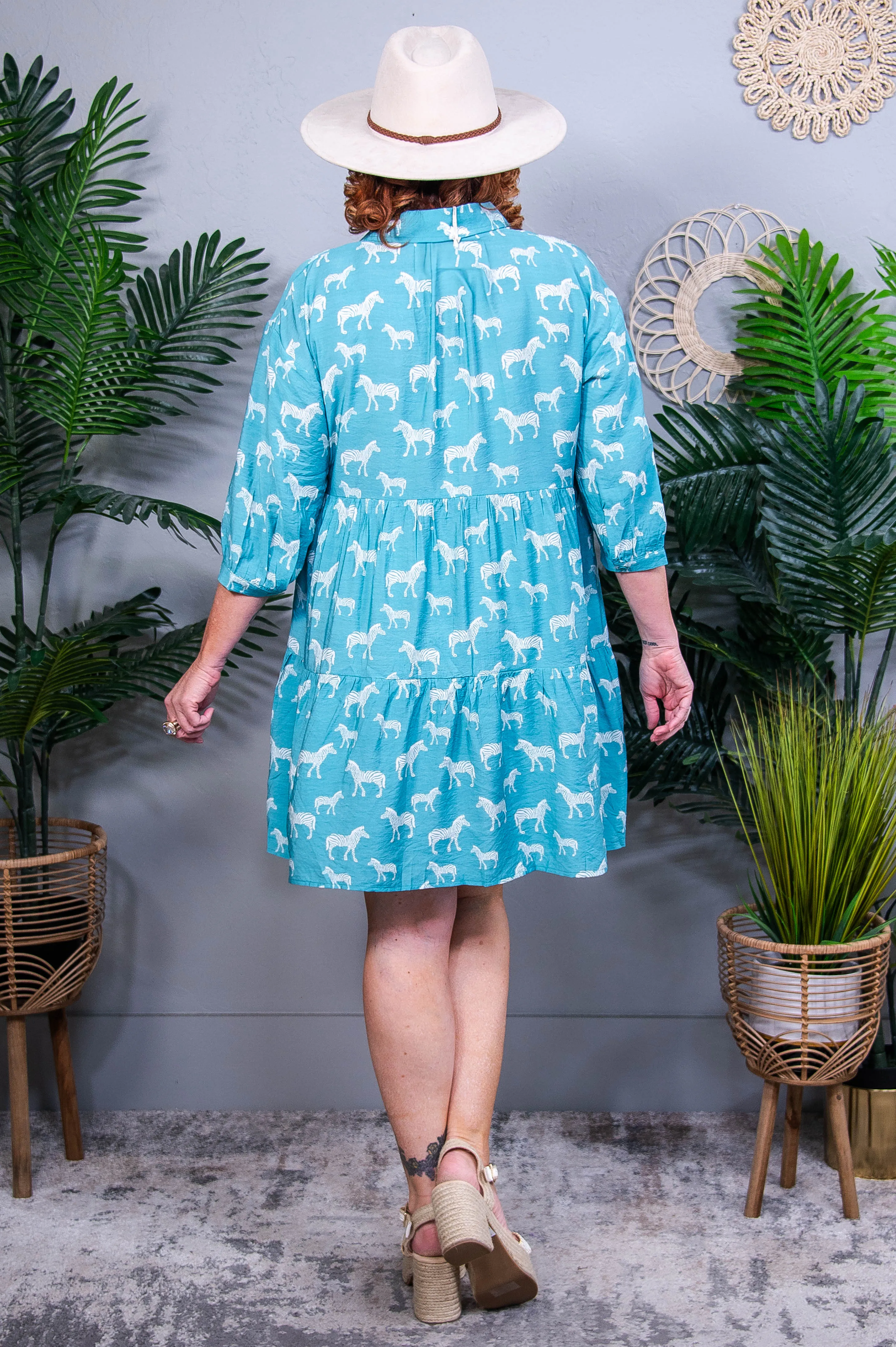 Keep It Wild Seagreen Button Down Shirt Mini Dress