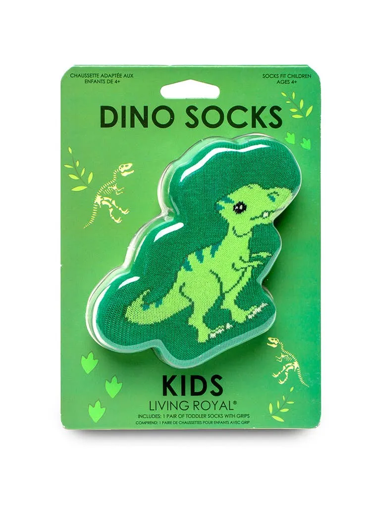 Kids green dinosaur 3D packaged crew socks