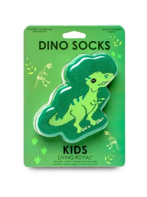 Kids green dinosaur 3D packaged crew socks