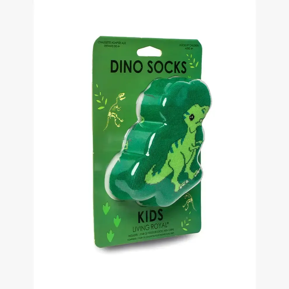 Kids green dinosaur 3D packaged crew socks