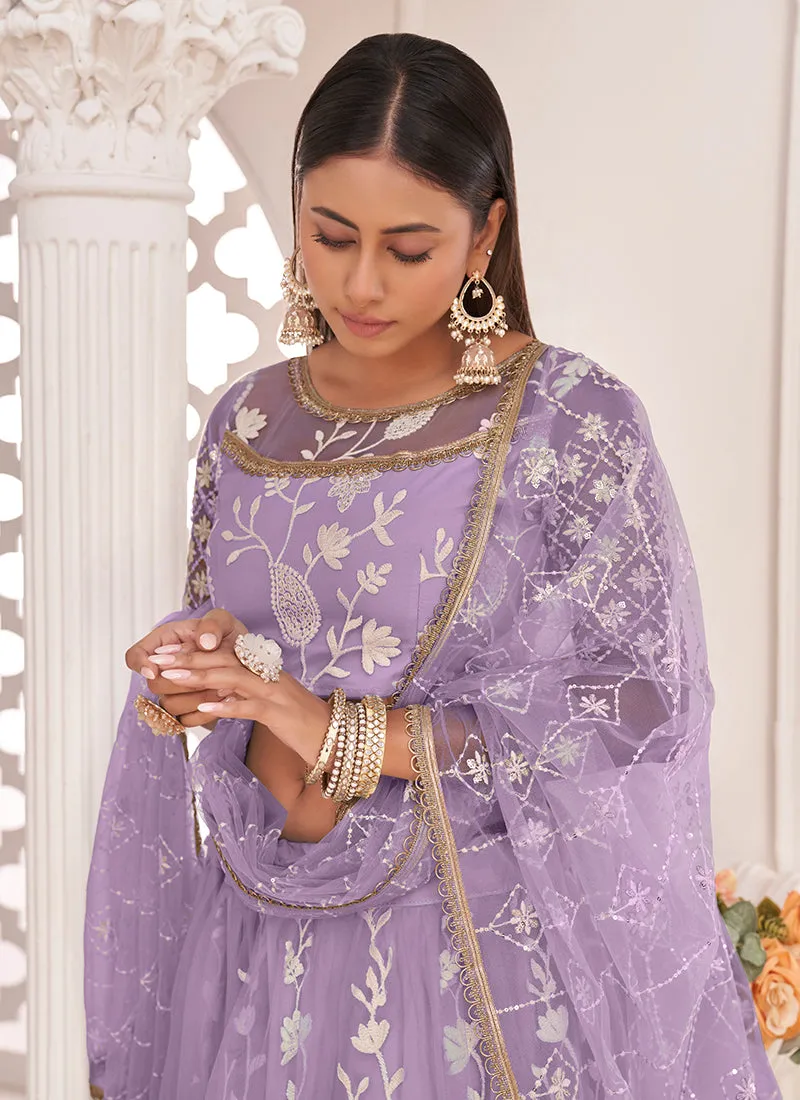 Lavender Traditional Embroidered Wedding Lehenga Choli