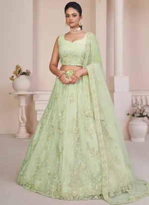Light Green Sequence Embroidery Lehenga Choli