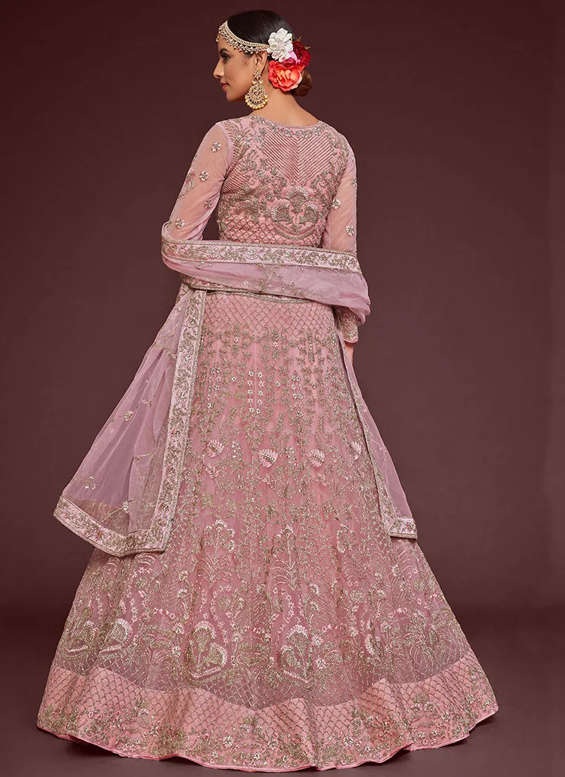 Light Pink Resham Thread Embroidery Lehenga Choli And Dupatta