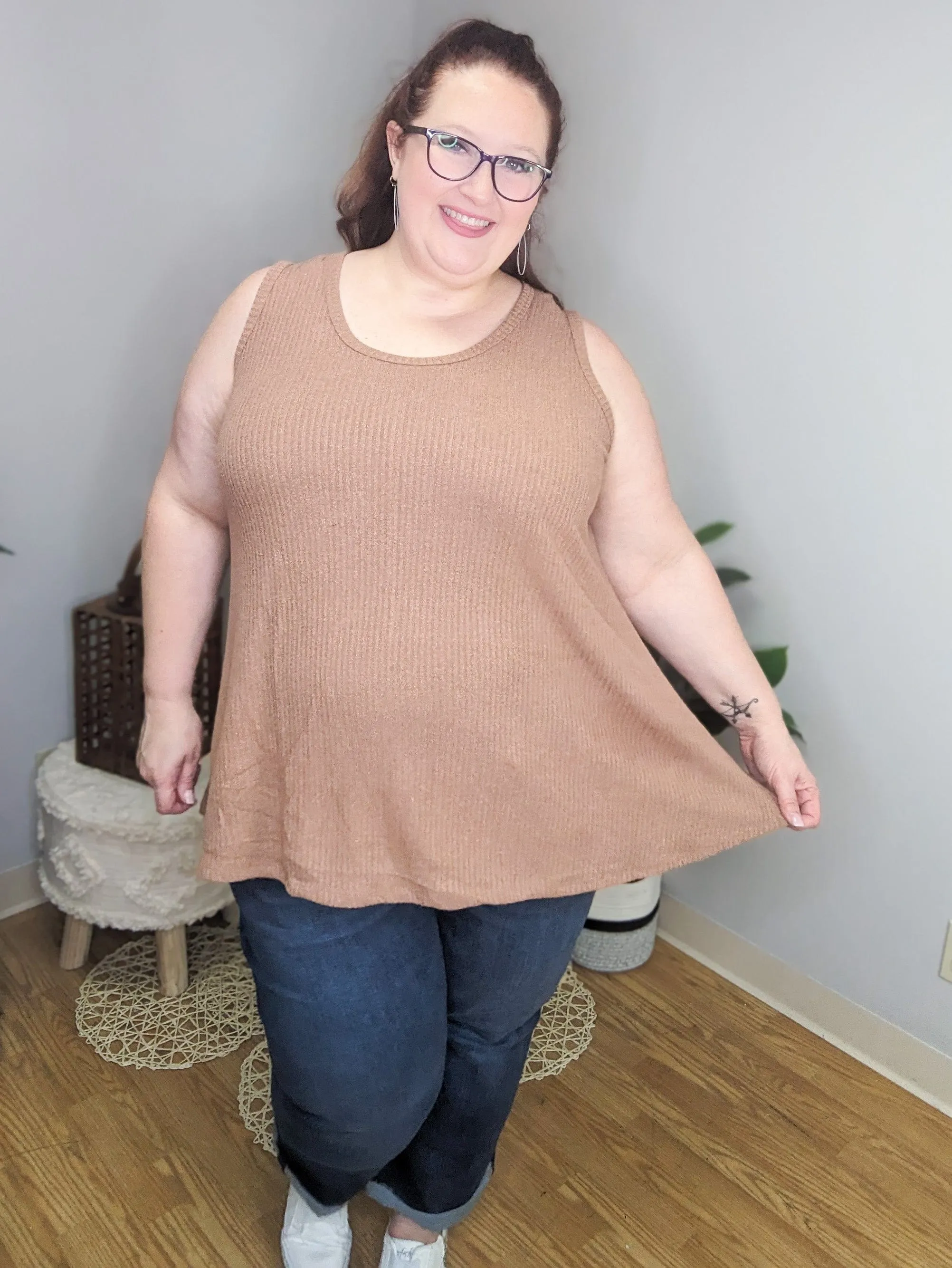 Lila Ribbed Boucle Knit Tank (2 colors)