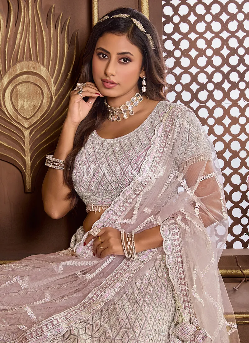 Lilac Purple Embroidered Wedding Lehenga Choli