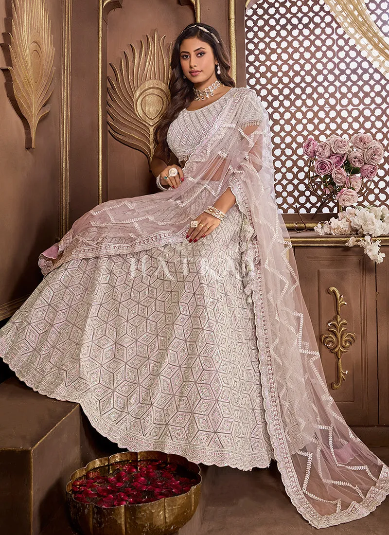 Lilac Purple Embroidered Wedding Lehenga Choli