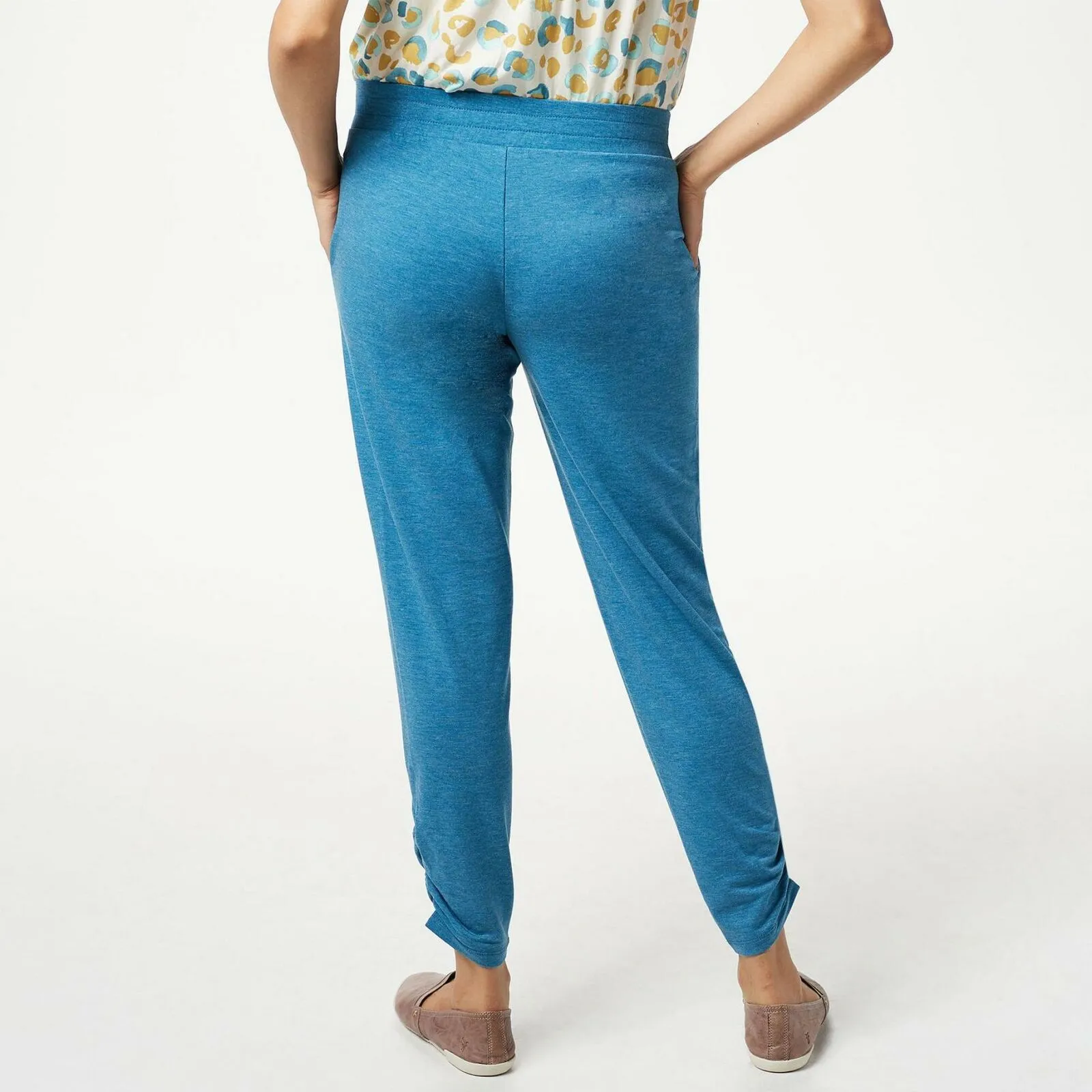 LOGO  by Lori Goldstein Women's French Terry Lounge Pants With Ruched Legs