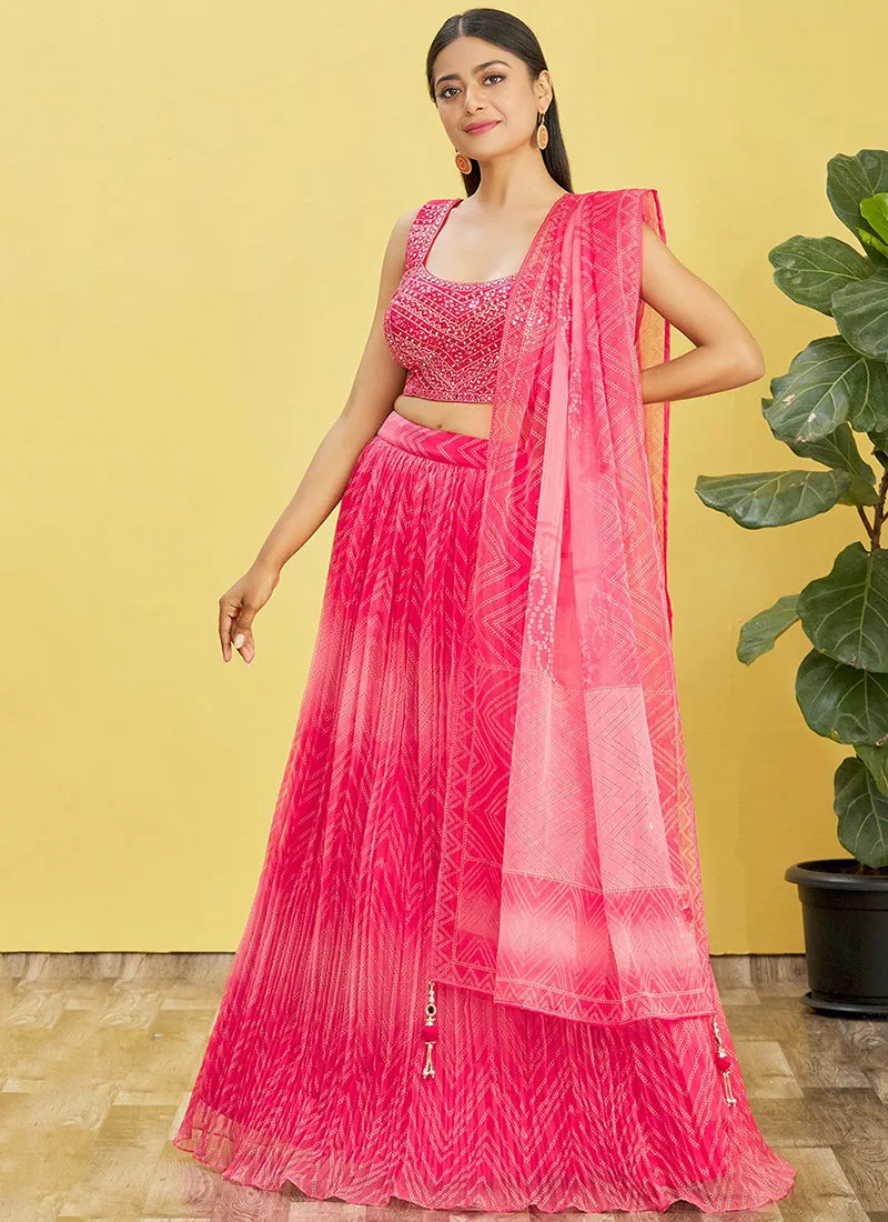 Magenta Multi Embroidery Printed Lehenga Choli