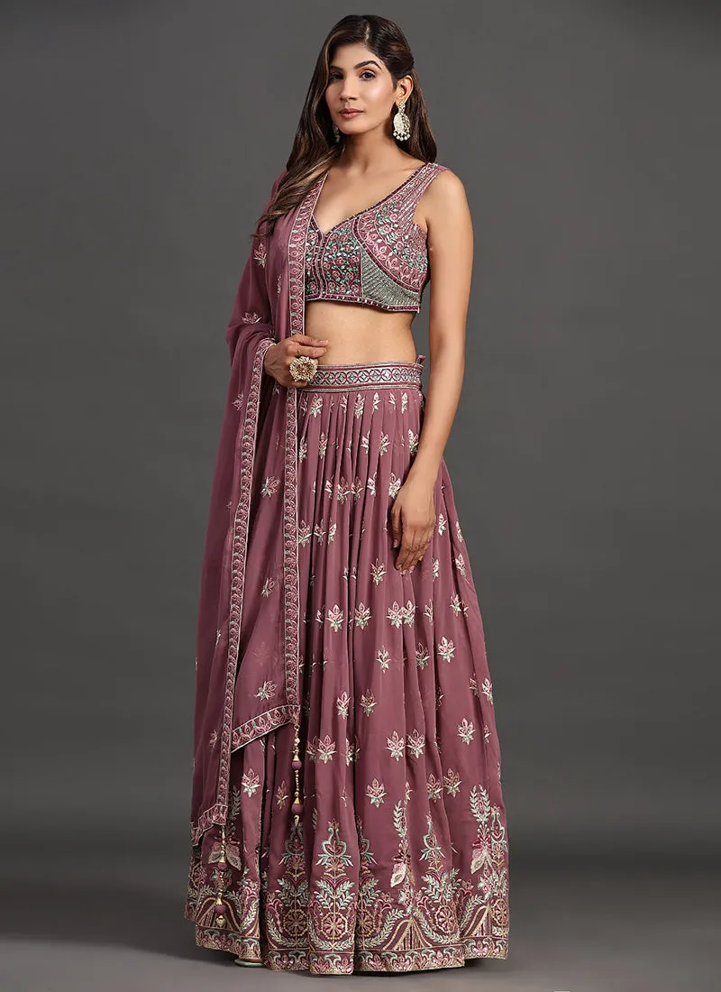 Mauve Multi Embroidery Traditional Lehenga Choli