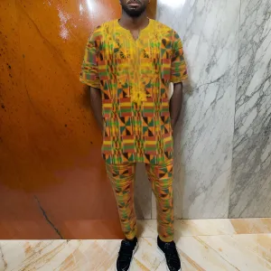 Men's Kente Embroidered Pant Set