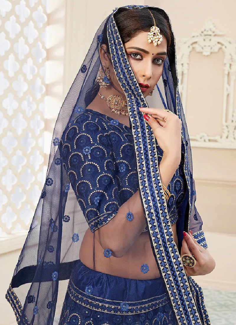 Navy Blue Sequence Embroidered Lehenga Choli