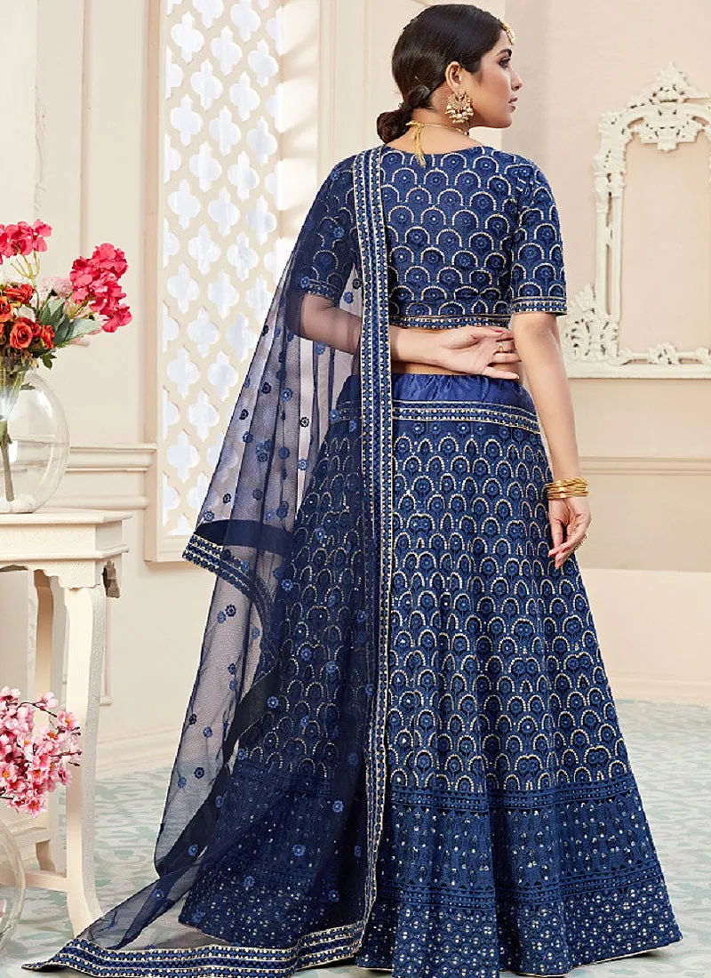 Navy Blue Sequence Embroidered Lehenga Choli