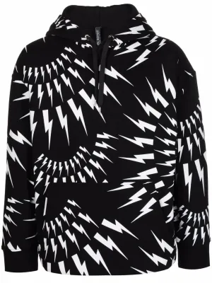 Neil Barrett thunderbolt print cotton hoodie