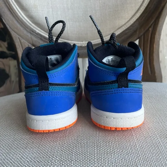 Nike Air Jordan 1 Mid Racer Blue Green Abyss toddler Sz 8c. VGUC.