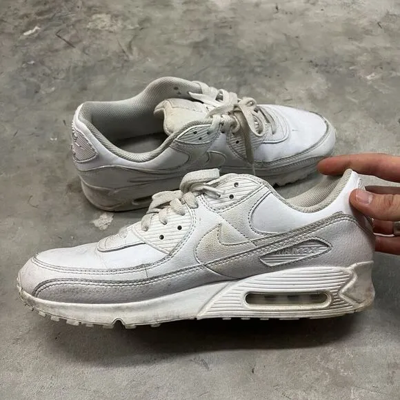 Nike Air Max 90 LTR Triple White Athletic Sneakers CZ5594-100 Men's Size 13