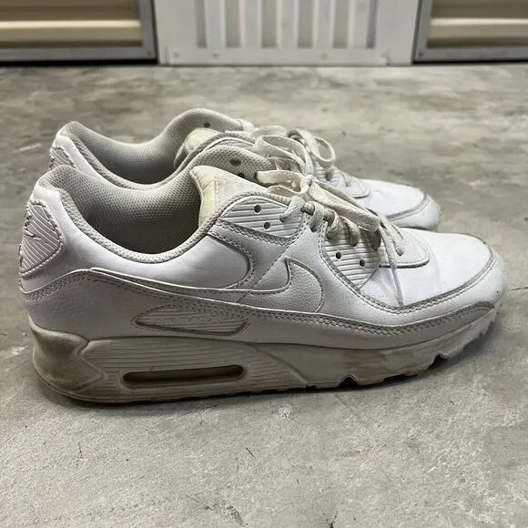 Nike Air Max 90 LTR Triple White Athletic Sneakers CZ5594-100 Men's Size 13