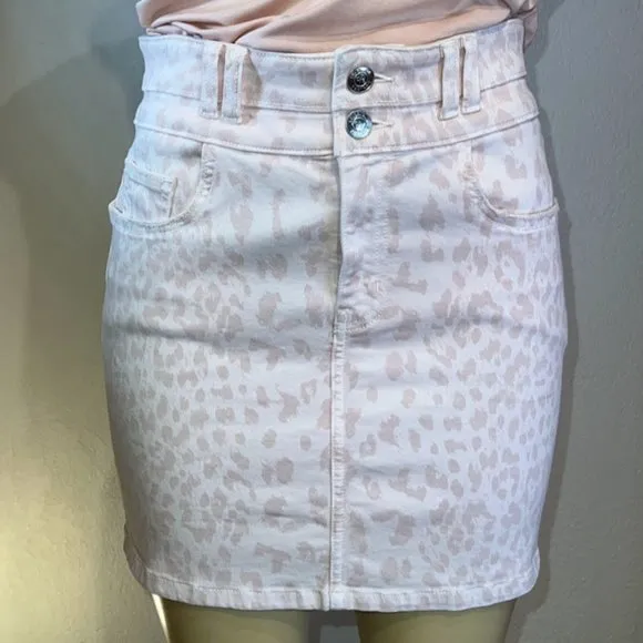 NWT $258 Current/Elliot The Flute Leopard-print Denim Mini Skirt
