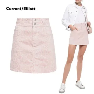 NWT $258 Current/Elliot The Flute Leopard-print Denim Mini Skirt