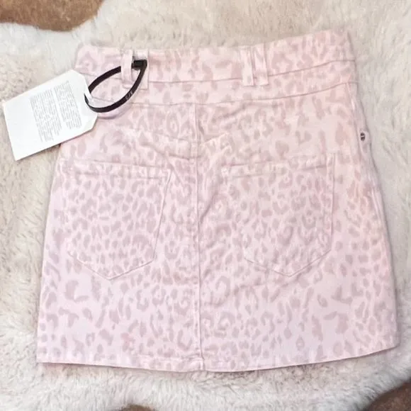 NWT $258 Current/Elliot The Flute Leopard-print Denim Mini Skirt
