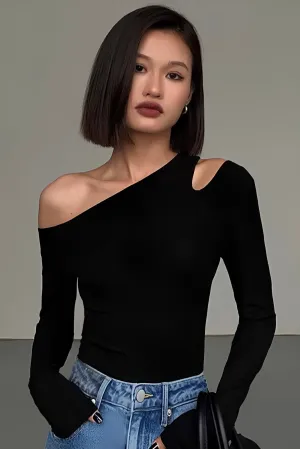 Off-Shoulder Hollow-Out Blouse – Sleek & Sexy Streetwear Essential