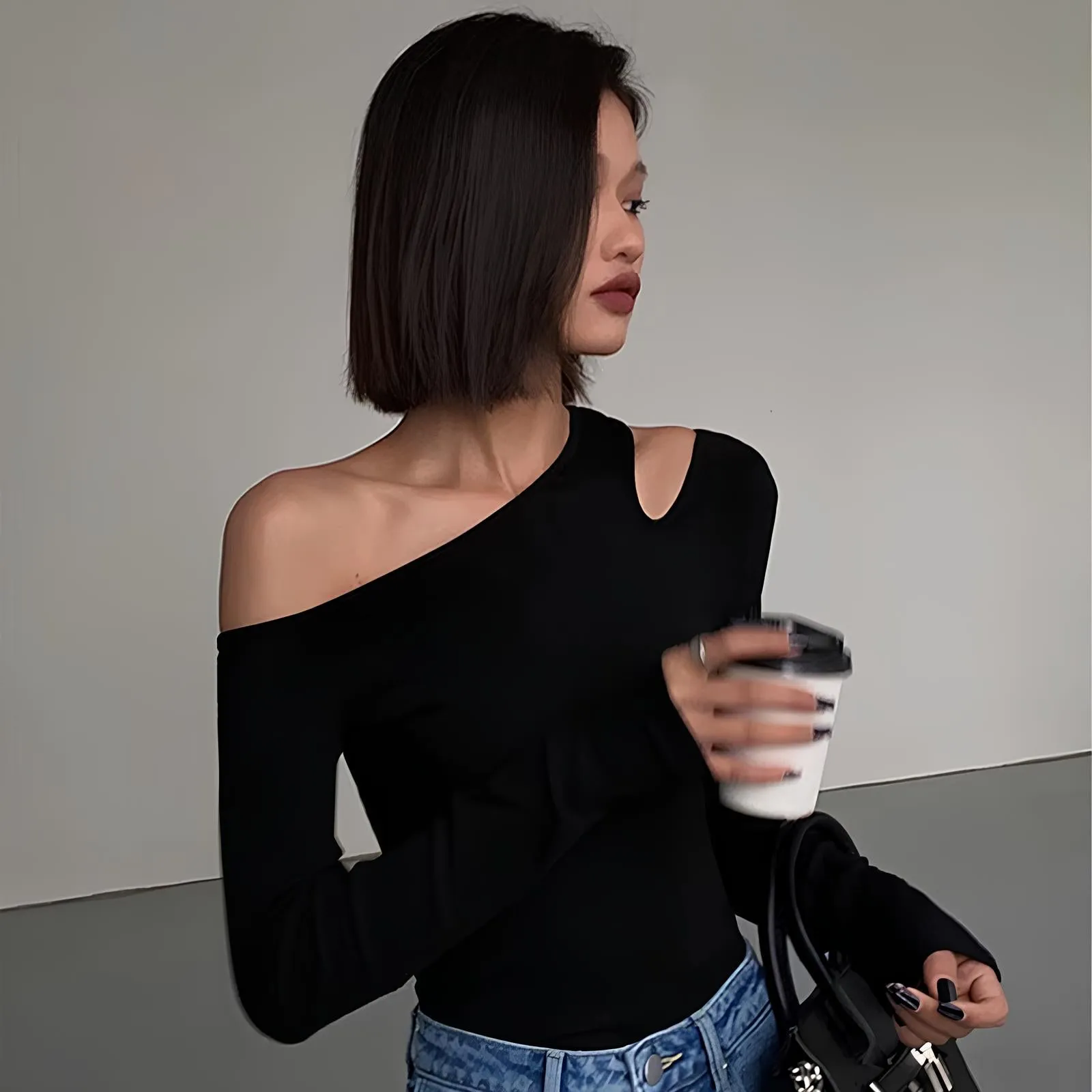Off-Shoulder Hollow-Out Blouse – Sleek & Sexy Streetwear Essential