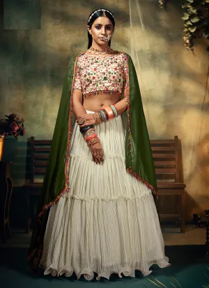 Off White Multi Embroidered Designer Lehenga Choli