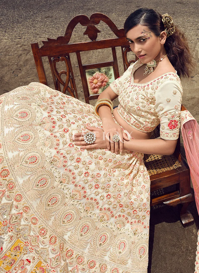 Off White Zarkan Embroidered Designer Lehenga Choli