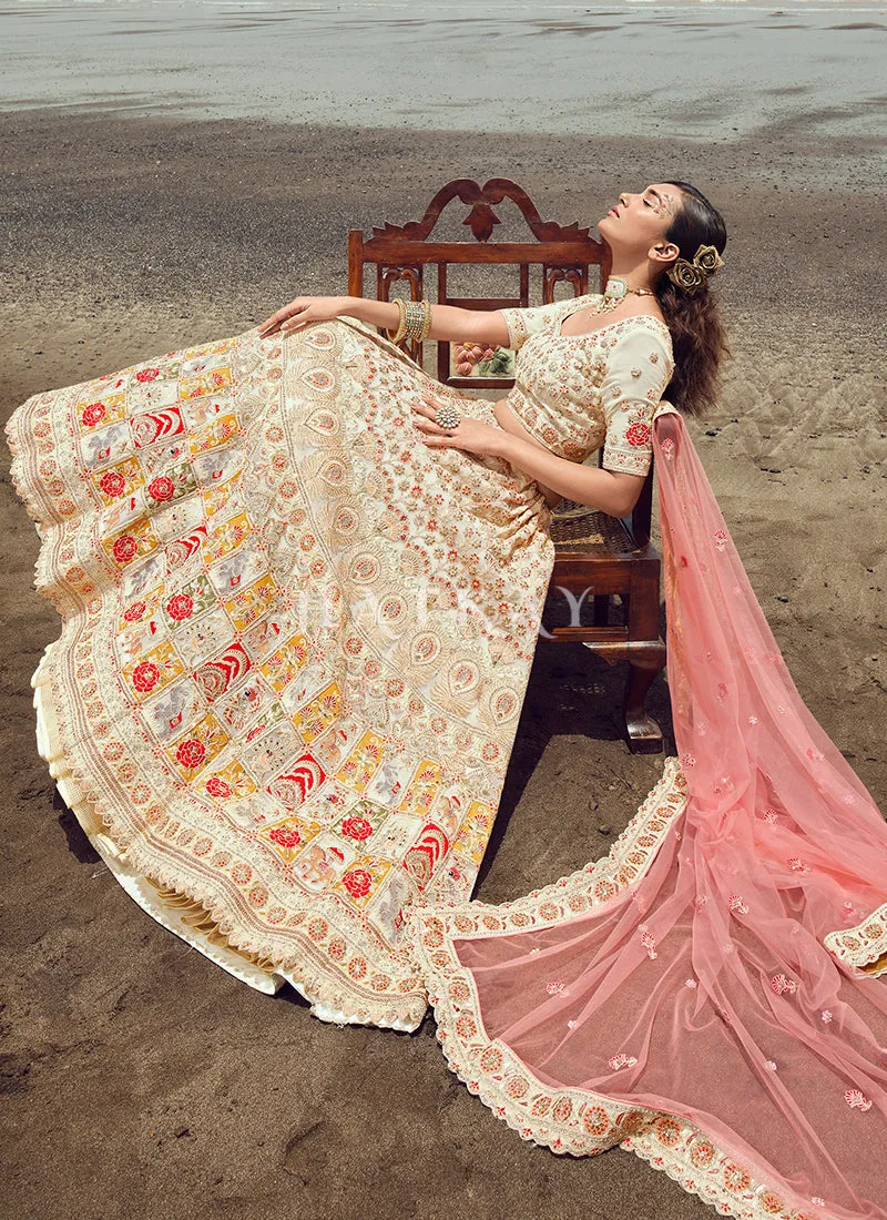 Off White Zarkan Embroidered Designer Lehenga Choli