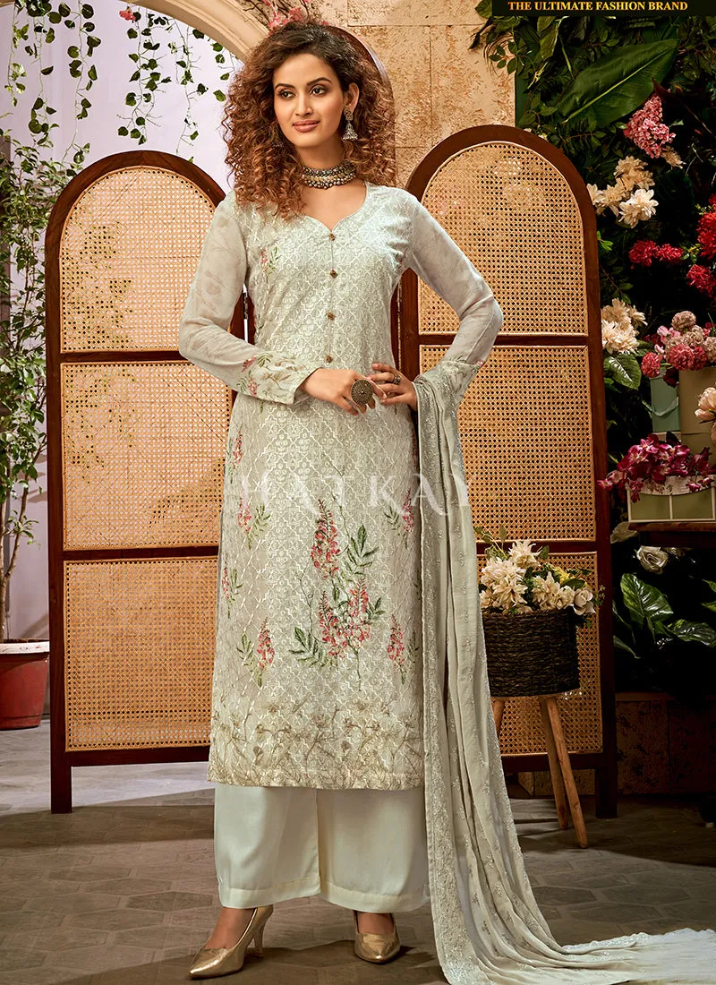 Pale Green Embroidered Traditional Salwar Kameez Suit