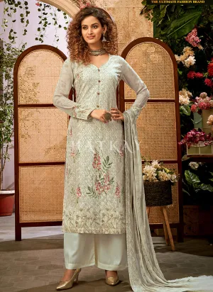 Pale Green Embroidered Traditional Salwar Kameez Suit