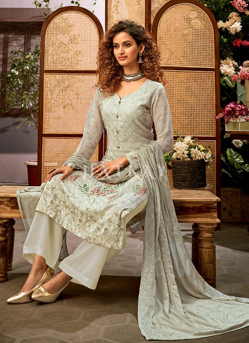 Pale Green Embroidered Traditional Salwar Kameez Suit