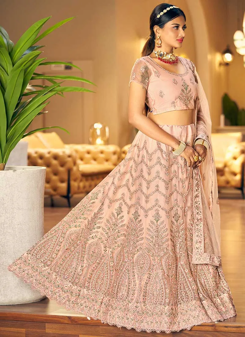 Peach Multi Embroidery Designer Lehenga Choli