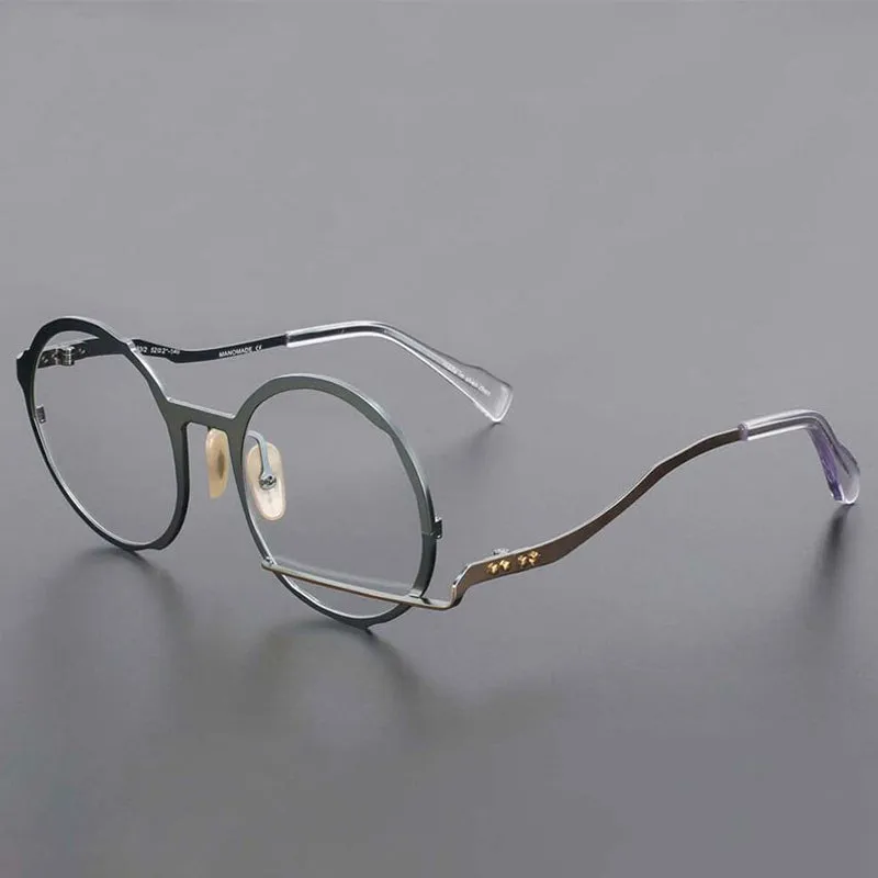 Perry Irregular High-End Retro Round Glasses Frame