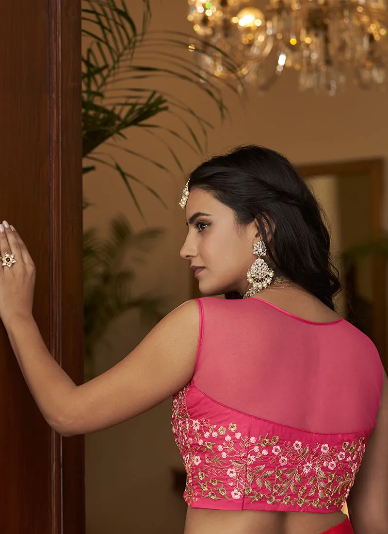 Pink Golden Sequence Embroidery Designer Lehenga Choli