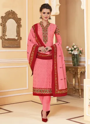 Pink Multi Embroidered Designer Pant Style Suit