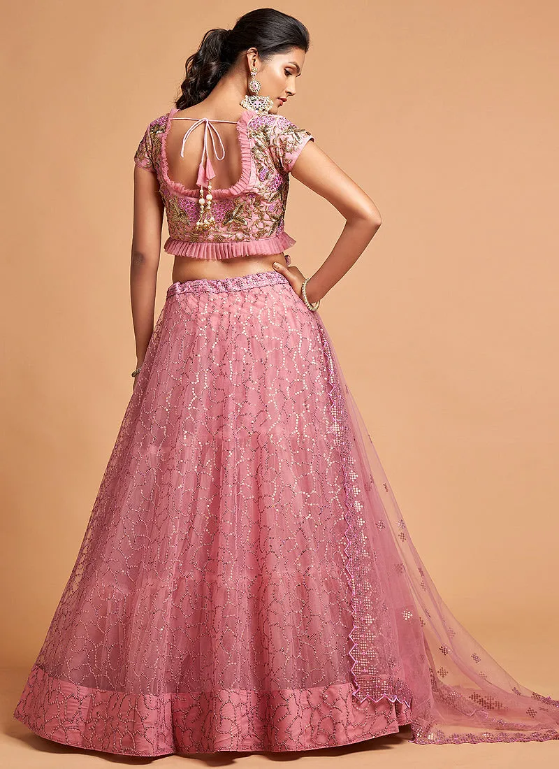 Pink Sequence Embroidered Designer Lehenga Choli