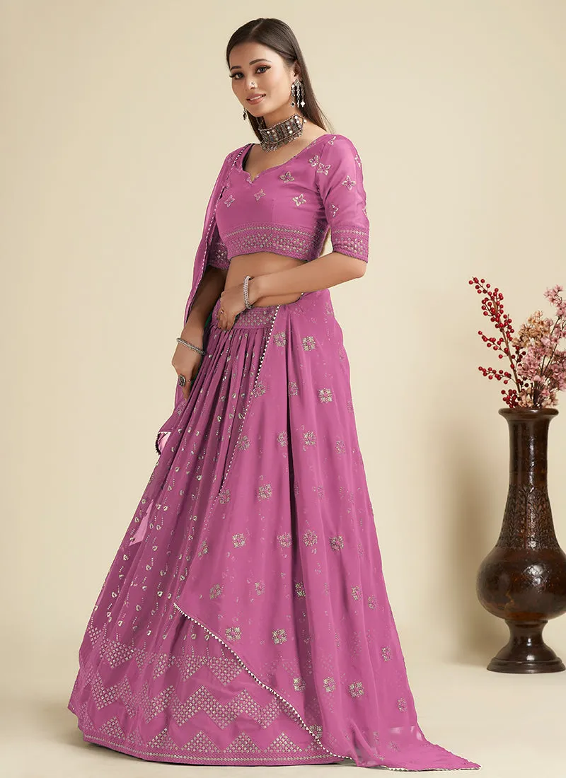 Pink Sequence Embroidery Traditional Lehenga Choli