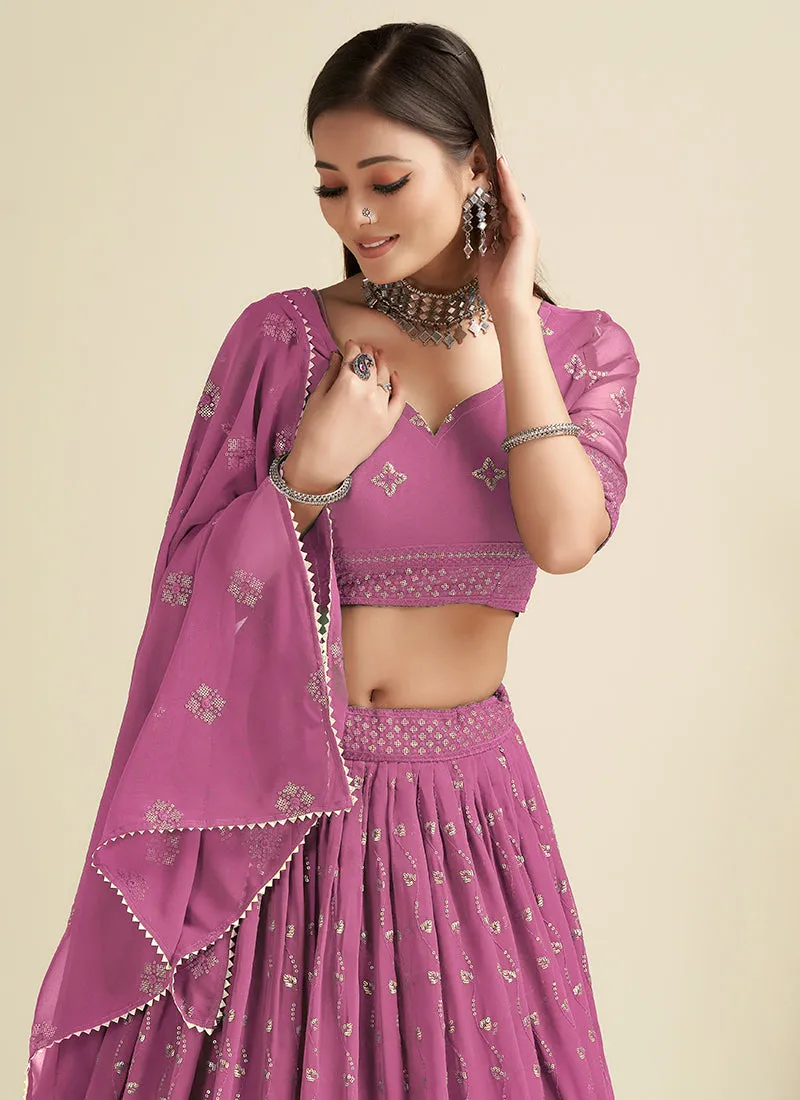 Pink Sequence Embroidery Traditional Lehenga Choli