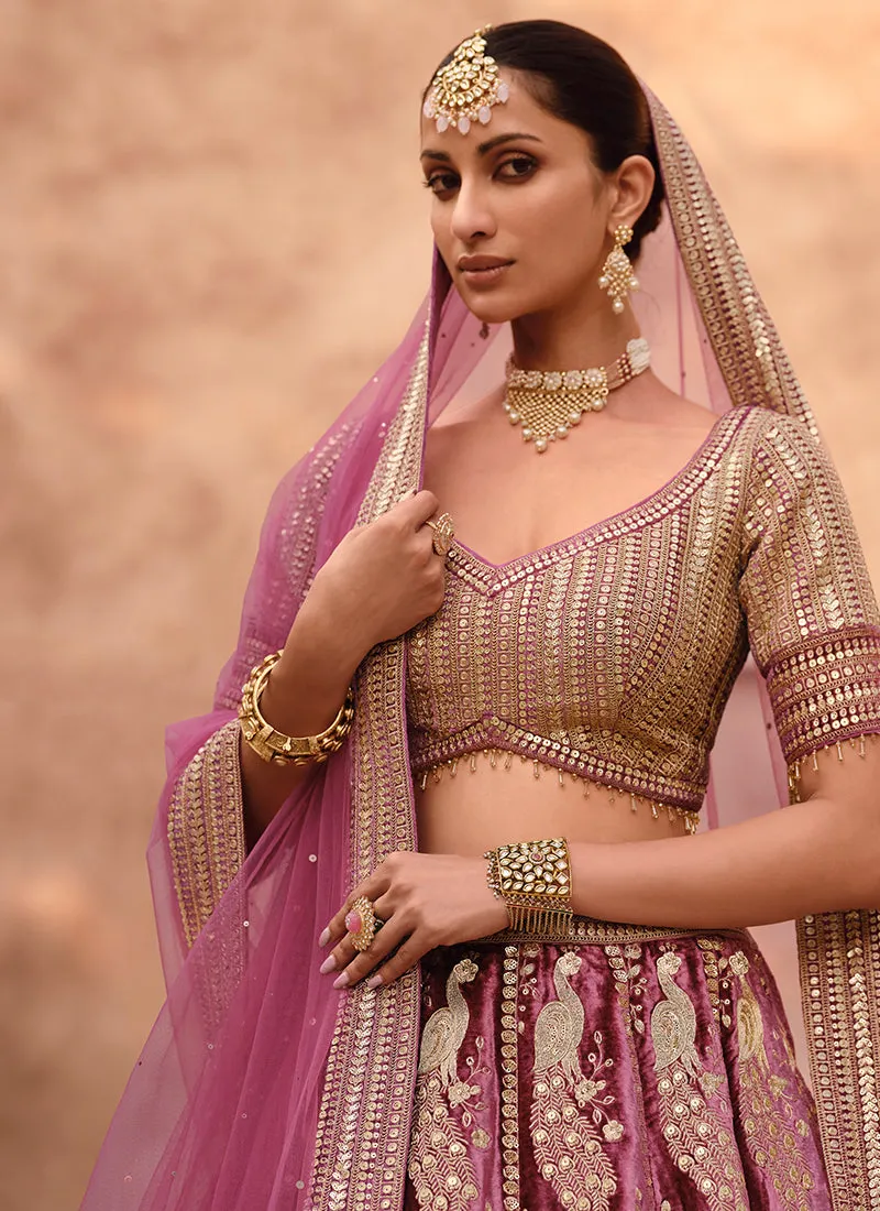 Pink Sequence Embroidery Wedding Lehenga Choli