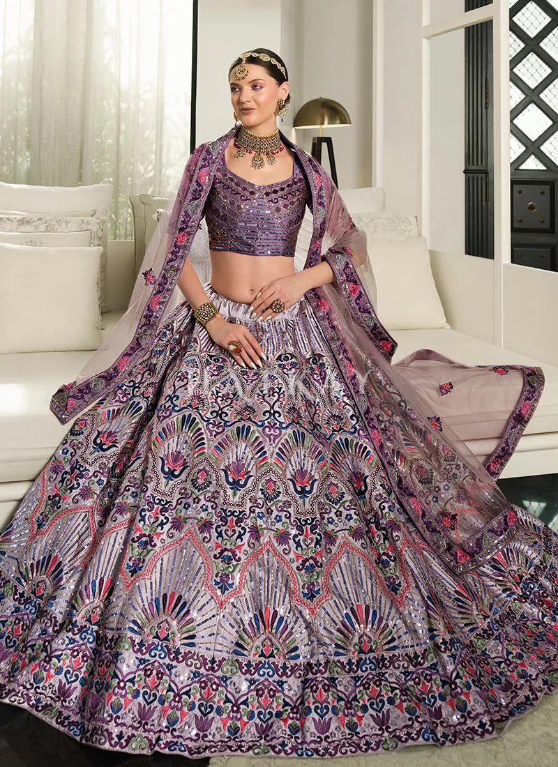Purple Embroidery Festive Lehenga Choli