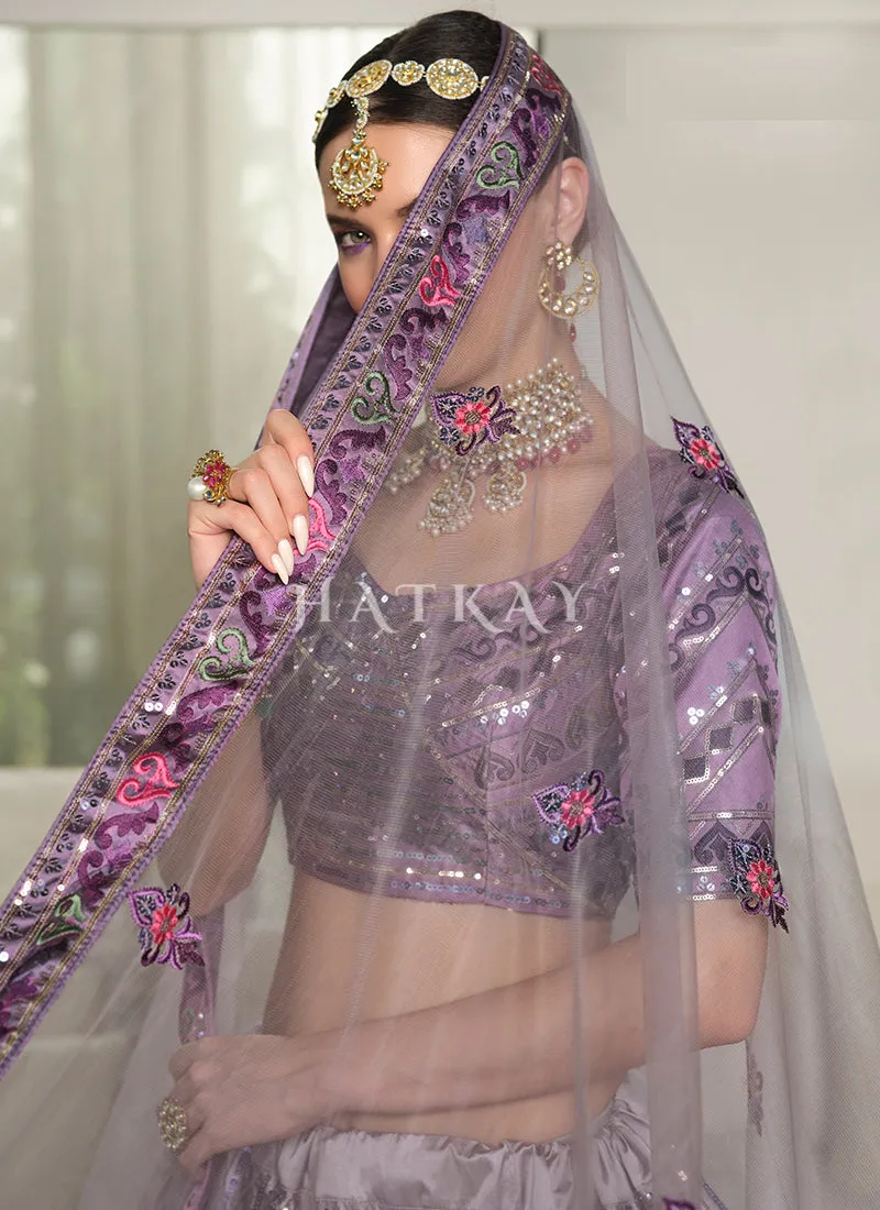 Purple Embroidery Festive Lehenga Choli