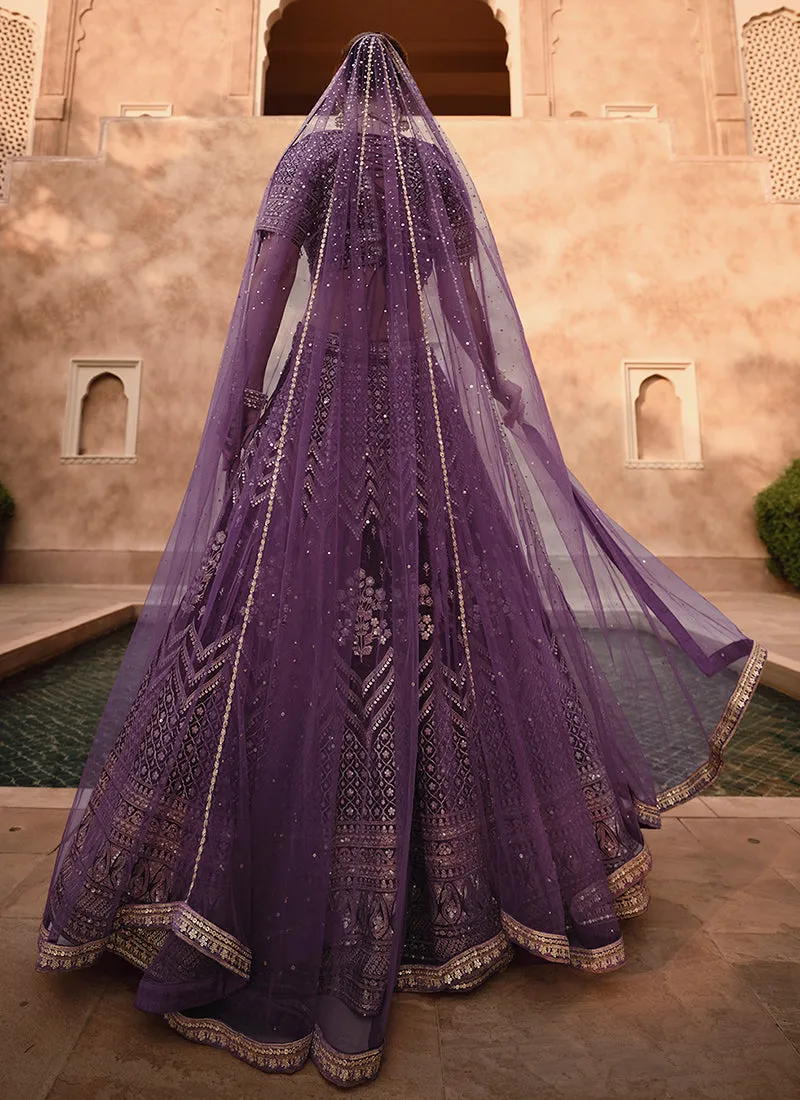 Purple Sequence Embroidery Wedding Lehenga Choli