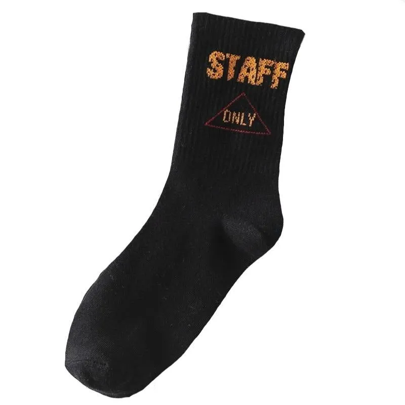 "STAFF" Chaussettes Noires Montantes Streetwear - URB1™