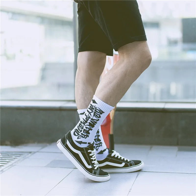 "STREET REBEL"  Chaussettes Blanches Montantes Streetwear - URB1™