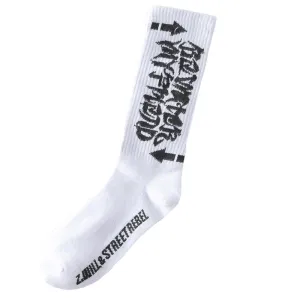 "STREET REBEL"  Chaussettes Blanches Montantes Streetwear - URB1™