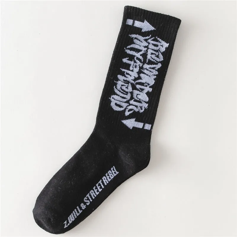 "STREET REBEL"  Chaussettes Blanches Montantes Streetwear - URB1™